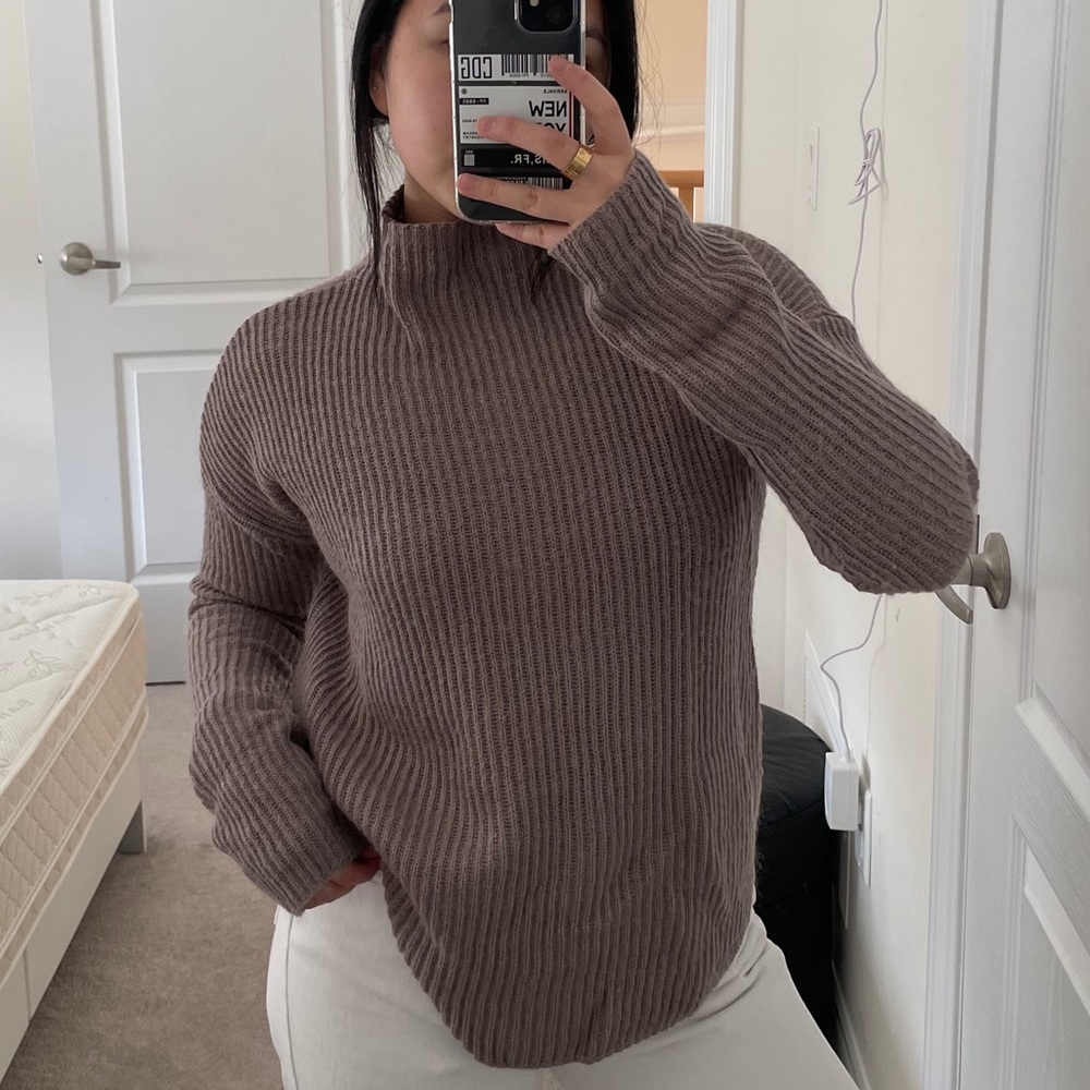 EXPRESS Mock Neck Taupe Sweater